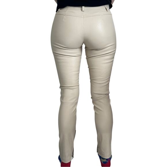 The Row Cream Lambskin Leather Pants size 2 Skinny - Picture 5 of 12